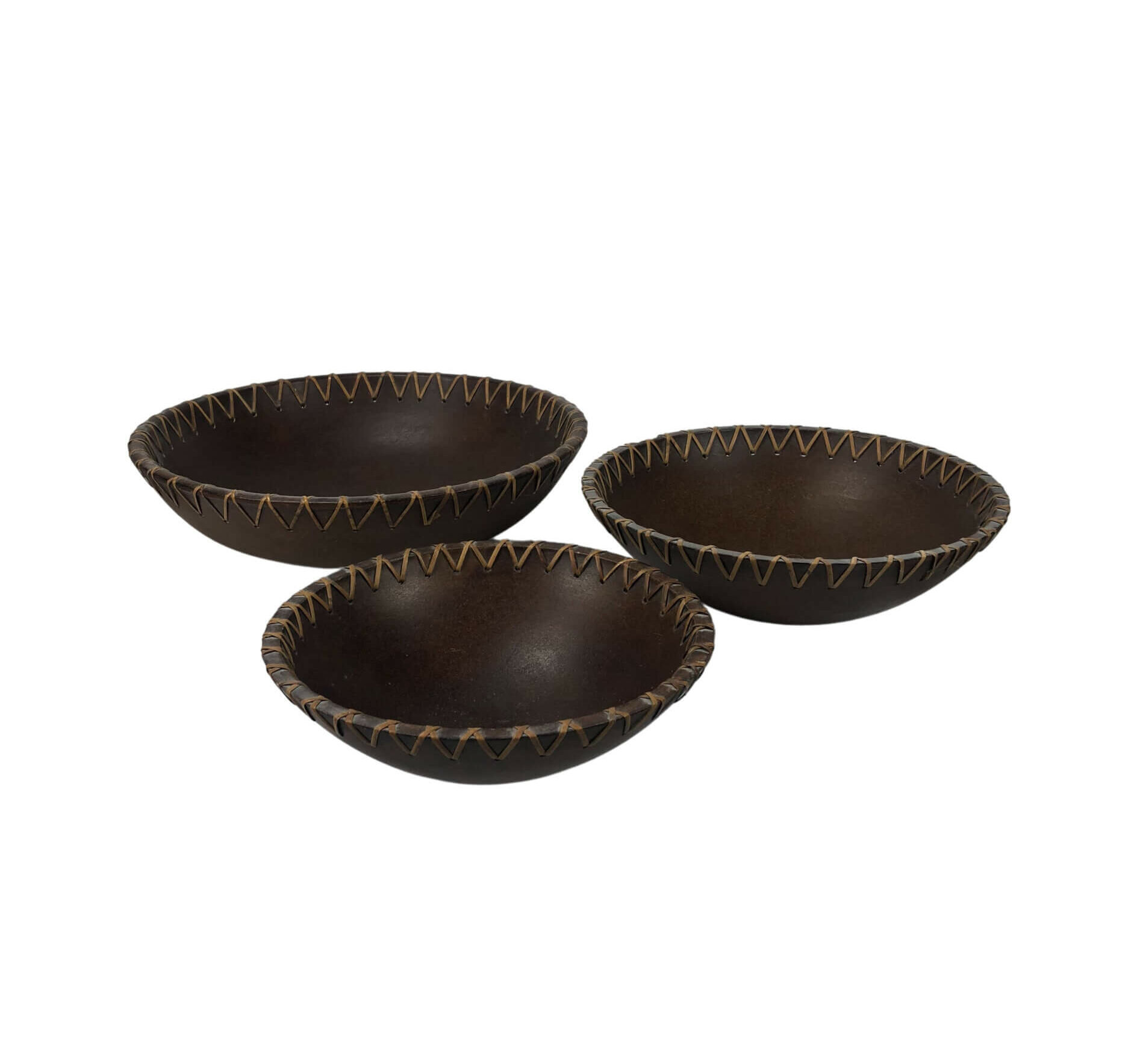 Decorative Wooden Bowl Set of 3 Round
