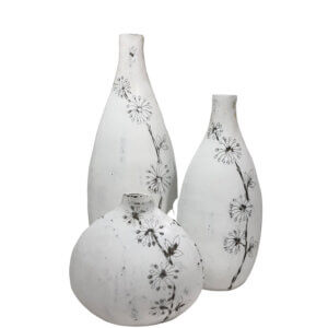 Set of Decorative Ceramic Vases White