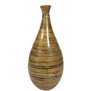 Bamboo Gold Vase, Decorative Large Floor Vase, Black Gold Vase, High Floor Vase