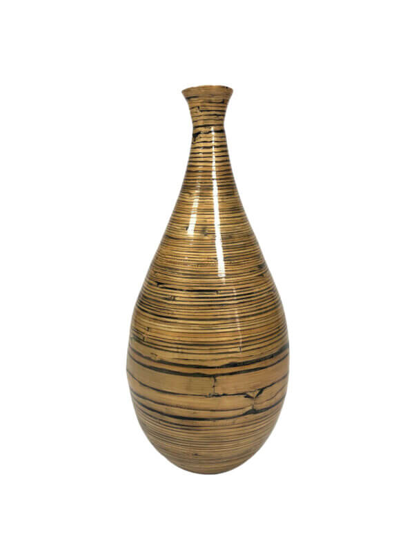 Bamboo Gold Vase, Decorative Large Floor Vase, Black Gold Vase, High Floor Vase