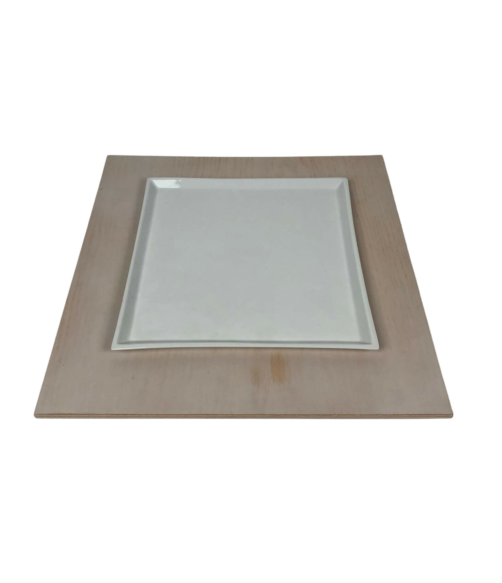 Ξύλινος Τετράγωνος Δίσκος Σερβιρίσματος Με 1 Πιατάκι 36x36cm